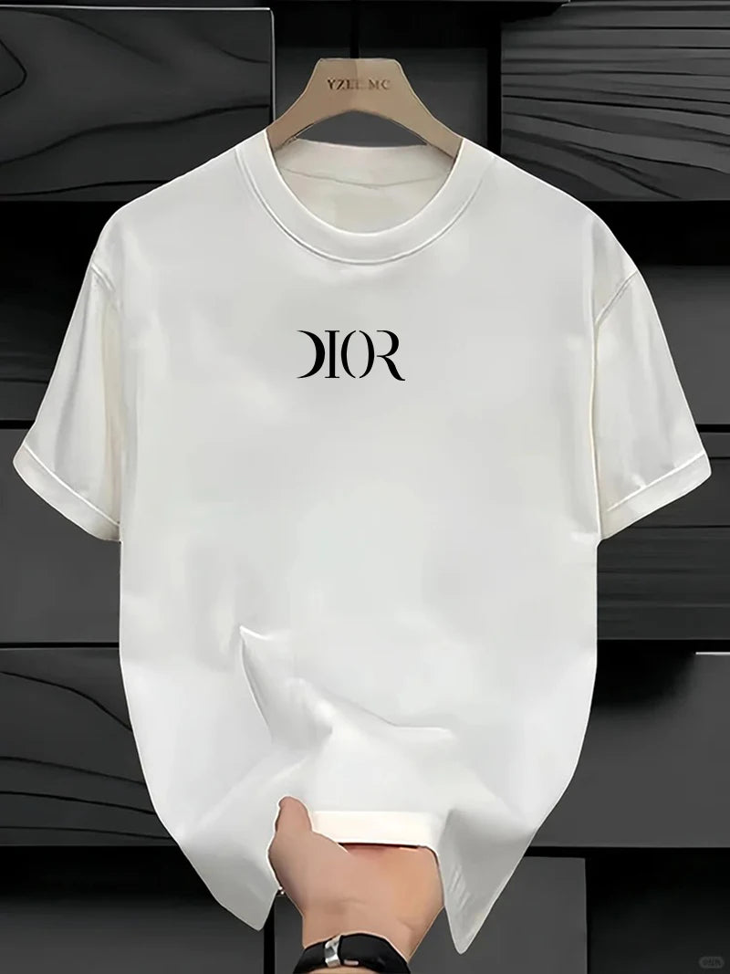 New Summe Luxury Brand T-shirt Pure Cotton Flat Print Large Size Round Neck Short Sleeve Men's and Women's Top T-shirt