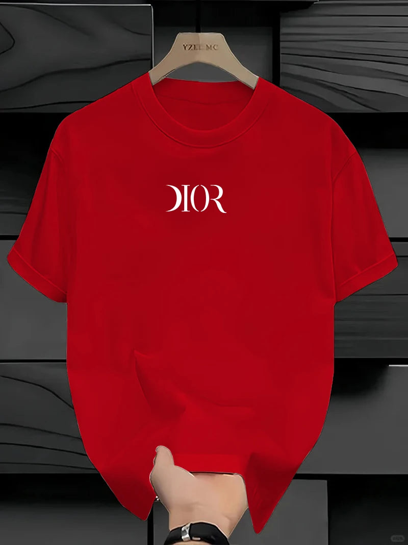 New Summe Luxury Brand T-shirt Pure Cotton Flat Print Large Size Round Neck Short Sleeve Men's and Women's Top T-shirt