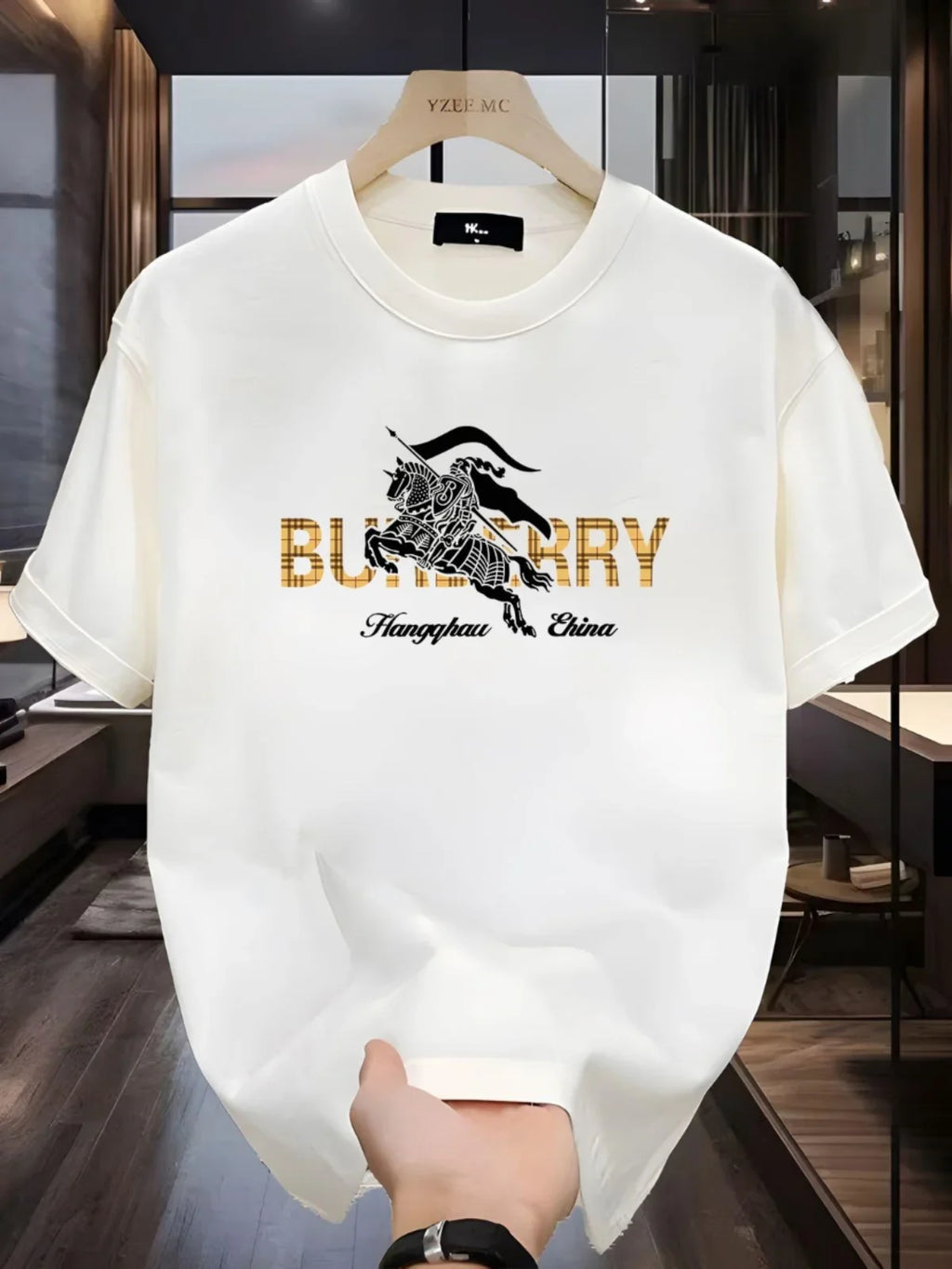 100% pure cotton men's luxurious brand letter print T-shirt, short-sleeved T-shirt, high-quality men's clothing, streetwear