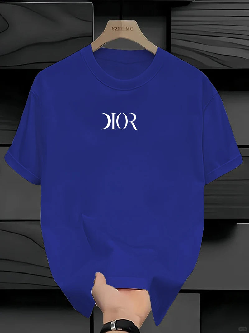 New Summe Luxury Brand T-shirt Pure Cotton Flat Print Large Size Round Neck Short Sleeve Men's and Women's Top T-shirt