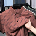 2025 New Men's Business Casual Short Sleeved Printed Polo Shirt Fashionable Breathable Comfortable and Versatile Top
