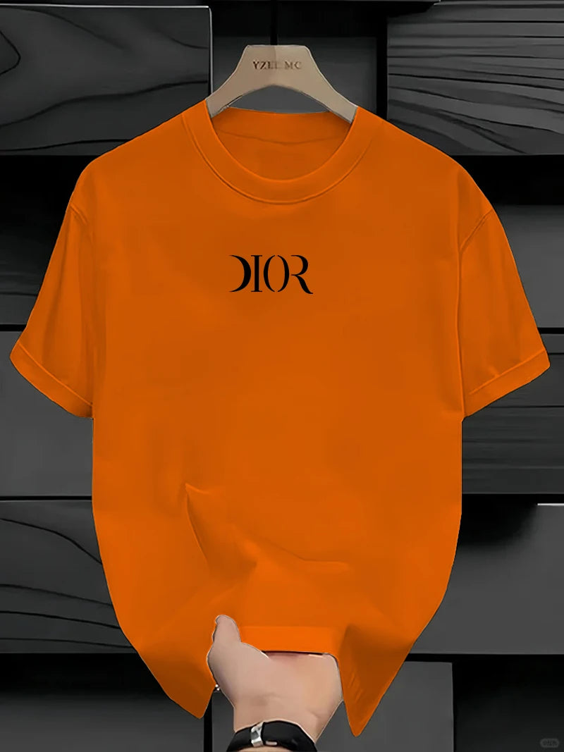 New Summe Luxury Brand T-shirt Pure Cotton Flat Print Large Size Round Neck Short Sleeve Men's and Women's Top T-shirt